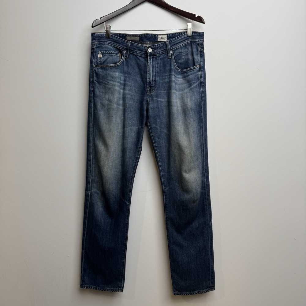 AG Adriano Goldschmied Jeans 34 Blue Wash The Graduate Tailored Leg Denim Men's